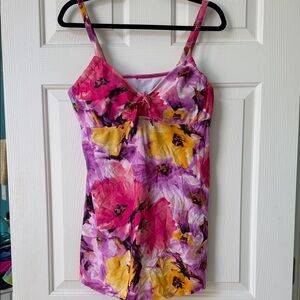 Floral Pink and Yellow Tankini Top